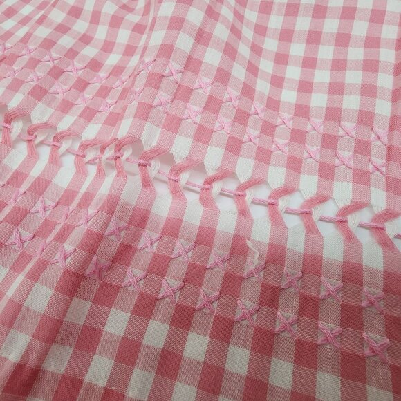 Vintage Pink & White Gingham Apron With Pocket & Bow Tie - Picture 7 of 8